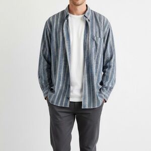 Tommy Bahama Island Soft Blue Tan Checkered Long Sleeve Button Down XXL